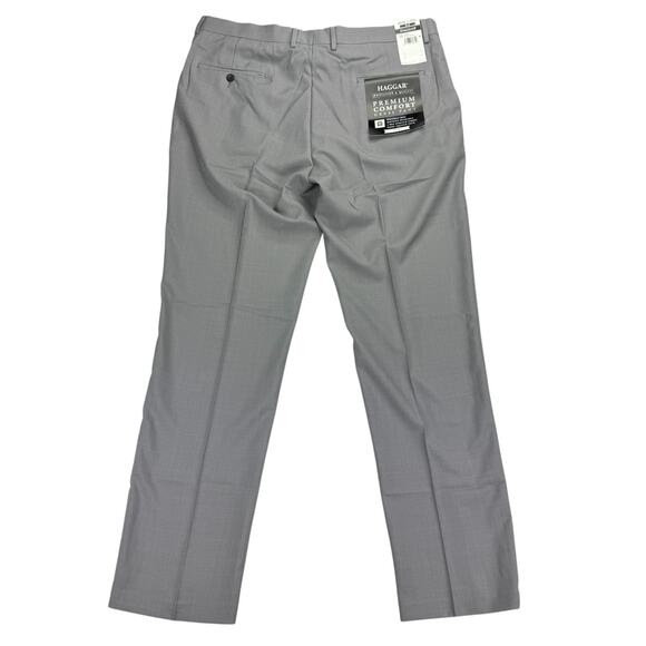 Haggar Mens Premium Comfort Slim Fit Stretch Dress Pants Gray 38x32 - Picture 2 of 4